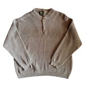 USA Made Eddie Bauer Men’s Knit Henley Sweater –– Size XL